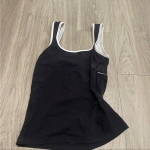 Elegant Black Tank Top with White Trim